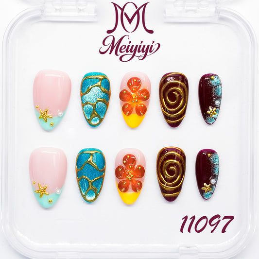 11097-MYY's designer original high-end design customized luxury hand-painted wearable nail art