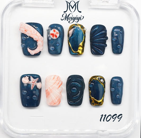 11099-MYY's designer original high-end design customized luxury hand-painted wearable nail art