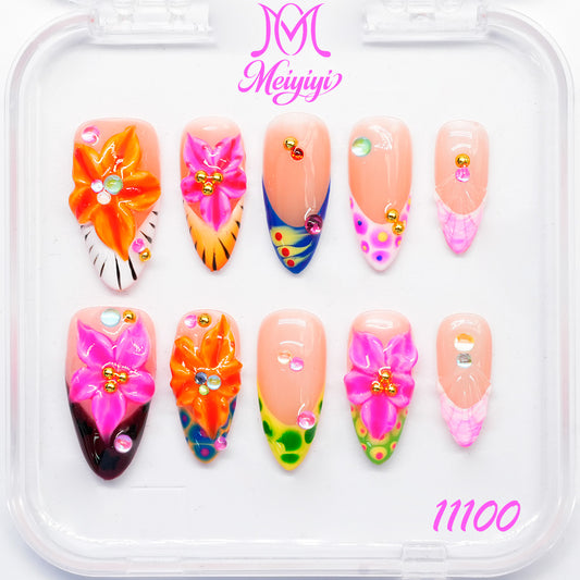 11100- MYY's designer original high-end design customized luxury hand-painted wearable nail art
