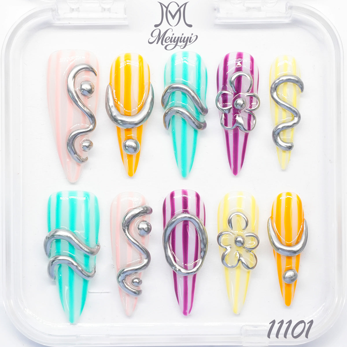 11101-MYY's designer original high-end design customized luxury hand-painted wearable nail art