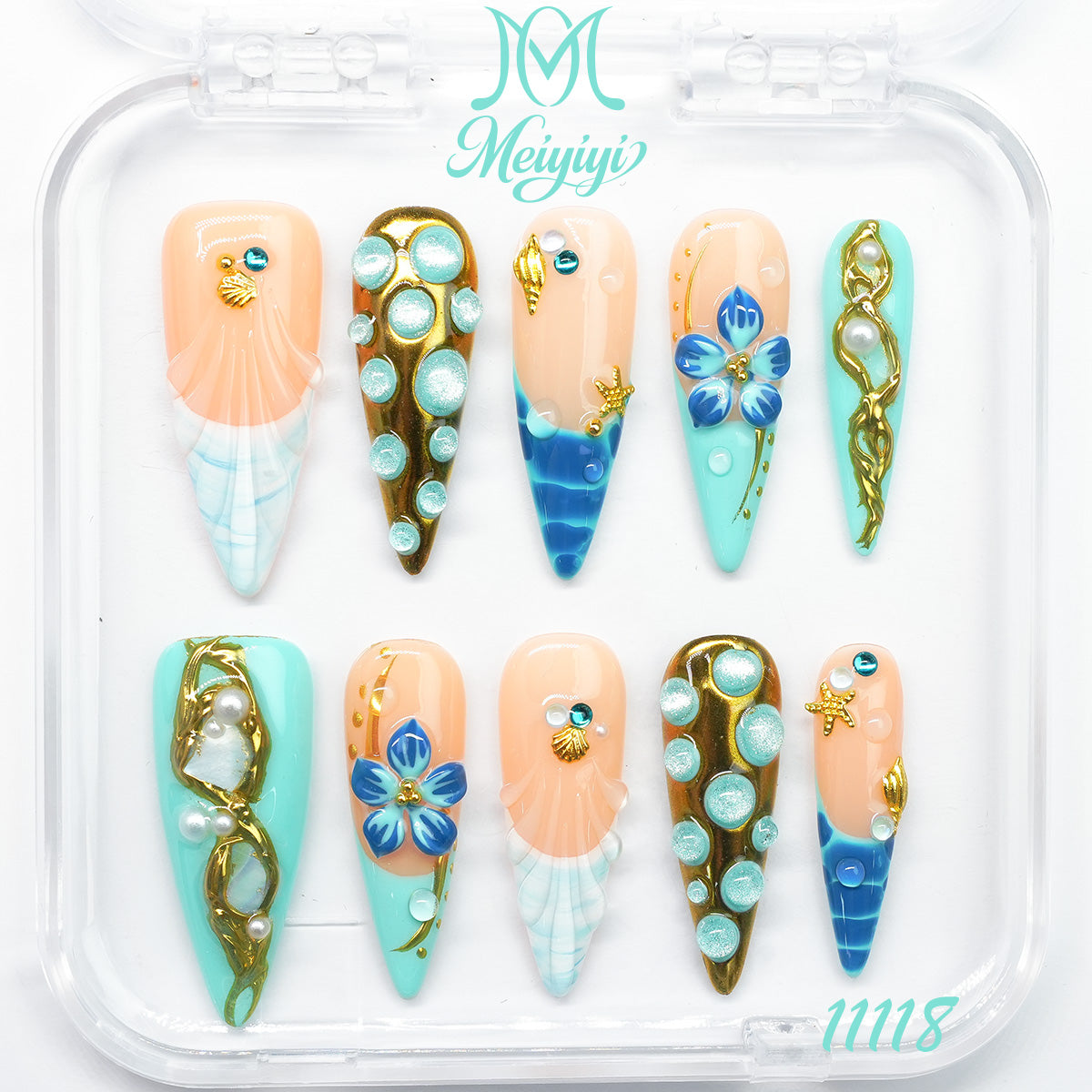11118-MYY's designer original high-end design customized luxury hand-painted wearable nail art