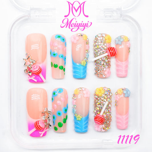 11119-MYY's designer original high-end design customized luxury hand-painted wearable nail art