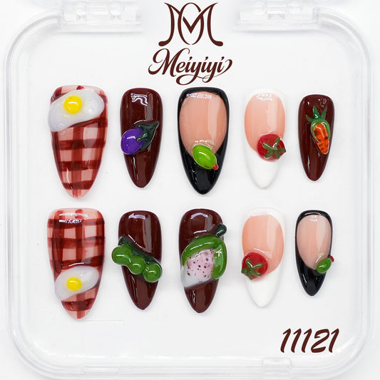 11121-MYY's designer original high-end design customized luxury hand-painted wearable nail art