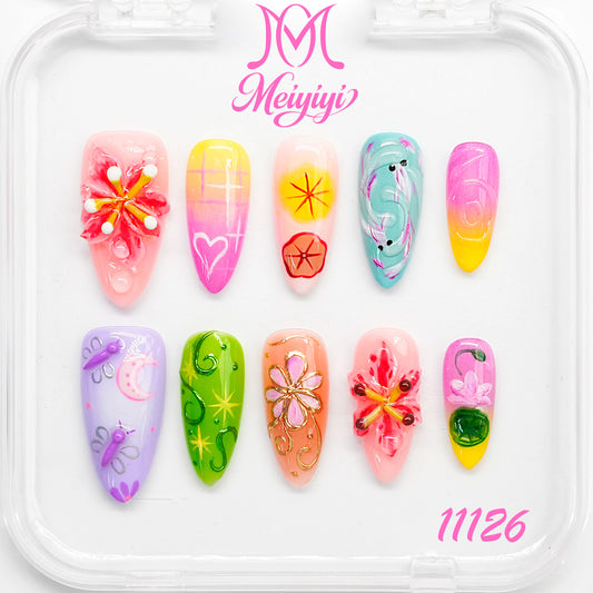 11126-MYY's designer original high-end design customized luxury hand-painted wearable nail art