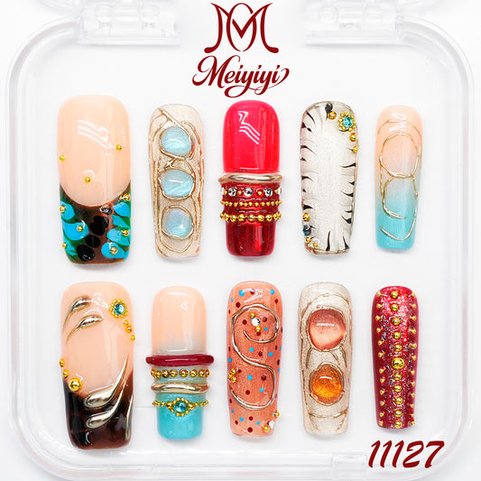 11127-MYY's designer original high-end design customized luxury hand-painted wearable nail art