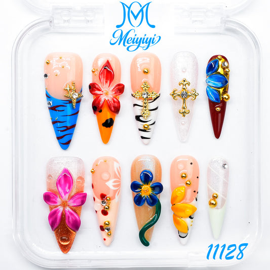 11128-MYY's designer original high-end design customized luxury hand-painted wearable nail art