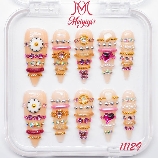 11129-MYY's designer original high-end design customized luxury hand-painted wearable nail art