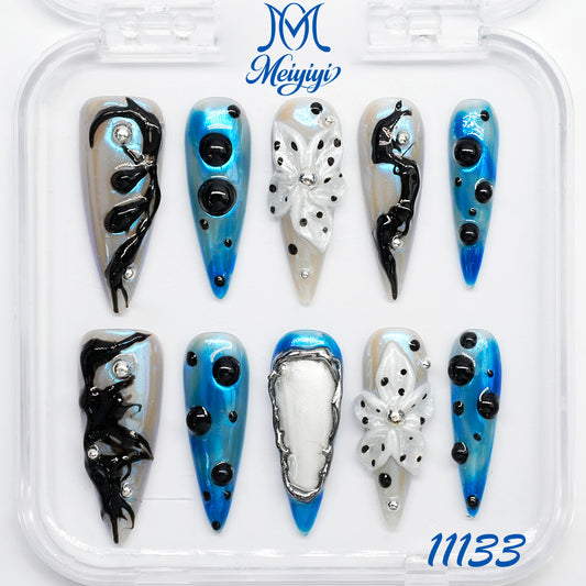 11133-MYY's designer original high-end design customized luxury hand-painted wearable nail art