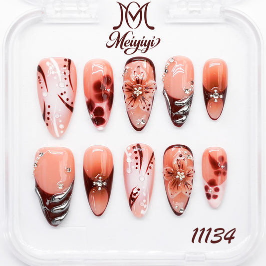 11134-MYY's designer original high-end design customized luxury hand-painted wearable nail art
