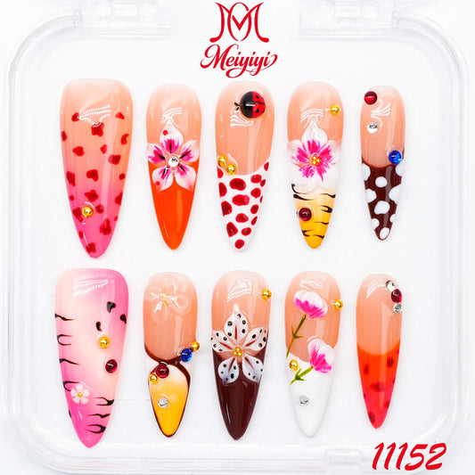 11152-MYY's designer original high-end design customized luxury hand-painted wearable nail art