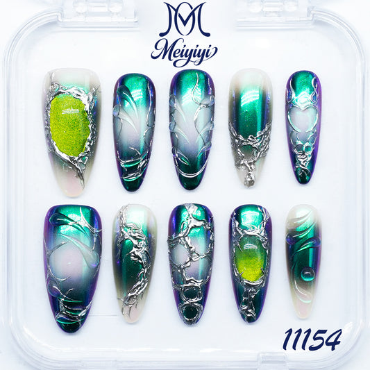 11154-MYY's designer original high-end design customized luxury hand-painted wearable nail art