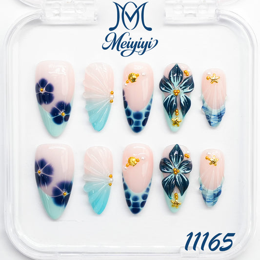 11165-MYY's designer original high-end design customized luxury hand-painted wearable nail art