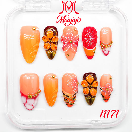 11171-MYY's designer original high-end design customized luxury hand-painted wearable nail art