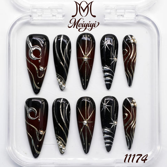 11174-MYY's designer original high-end design customized luxury hand-painted wearable nail art