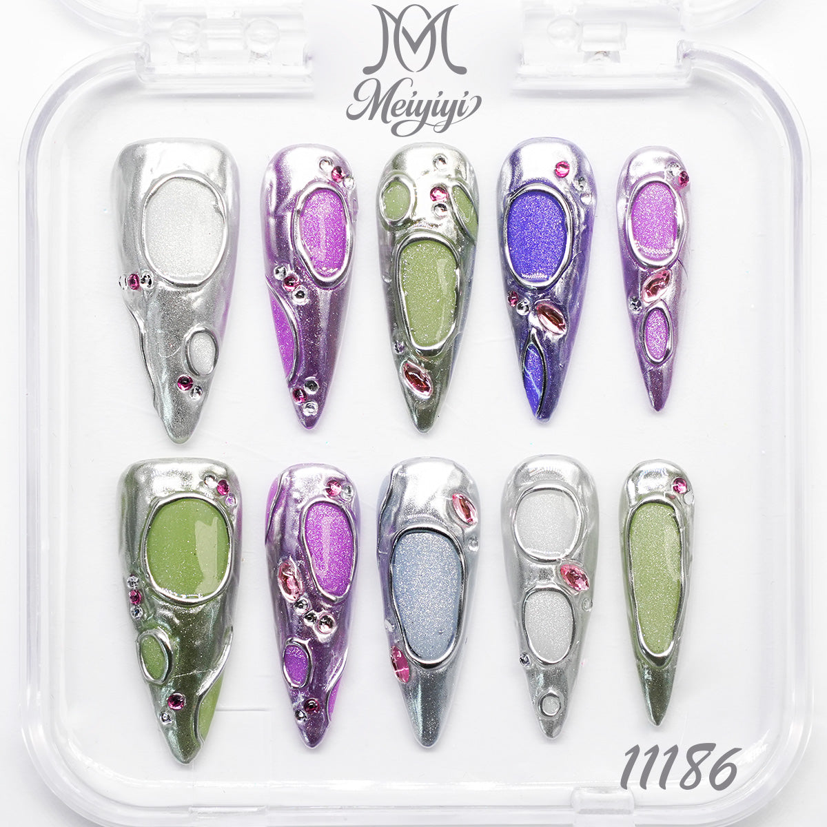 11186-MYY's designer original high-end design customized luxury hand-painted wearable nail art