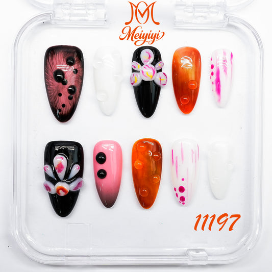11197-MYY's designer original high-end design customized luxury hand-painted wearable nail art