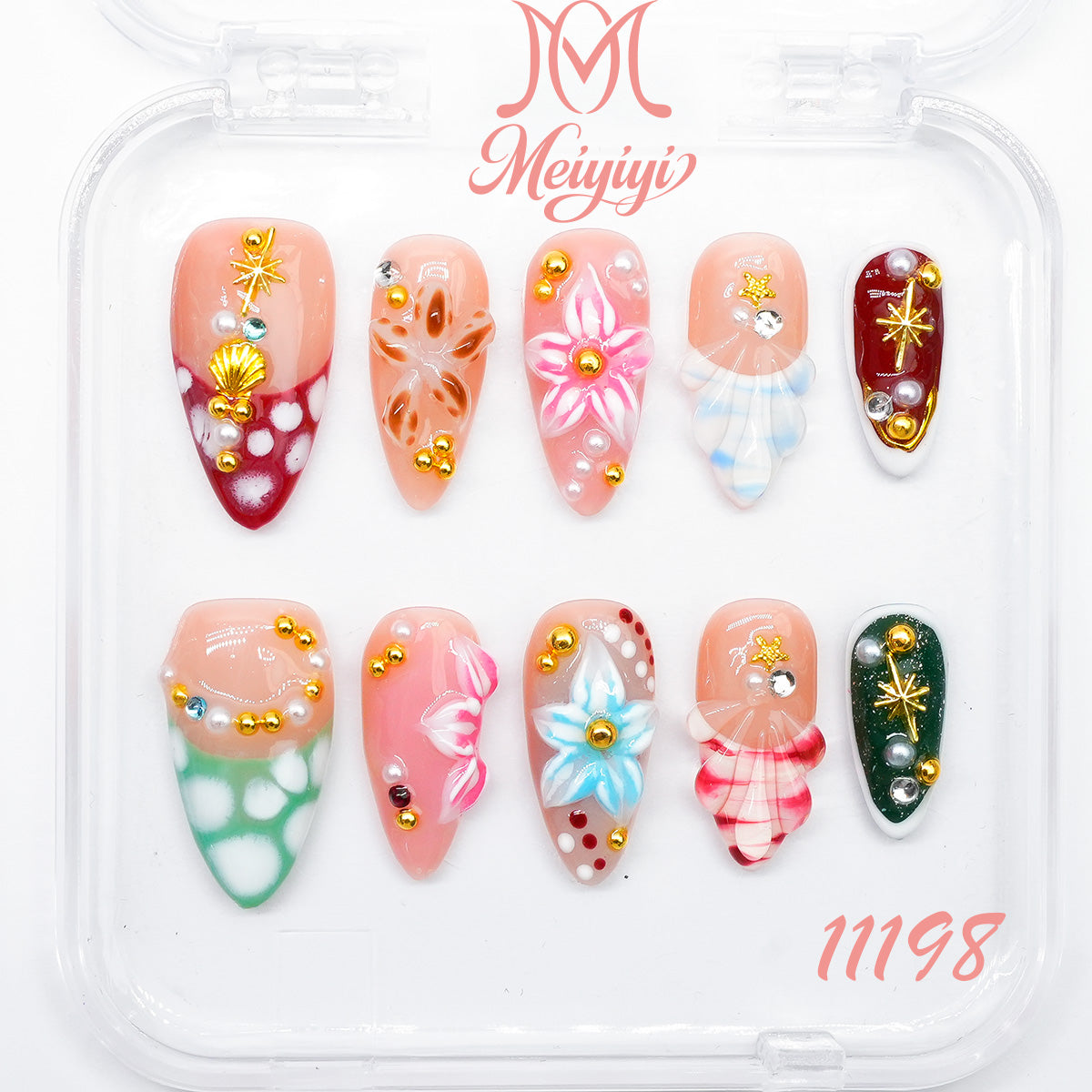 11198-MYY's designer original high-end design customized luxury hand-painted wearable nail art