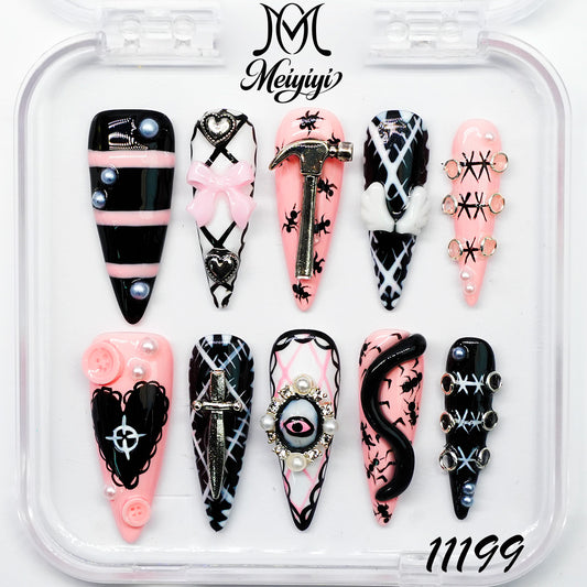 11199-MYY's designer original high-end design customized luxury hand-painted wearable nail art