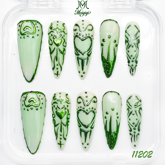 11202-MYY's designer original high-end design customized luxury hand-painted wearable nail art