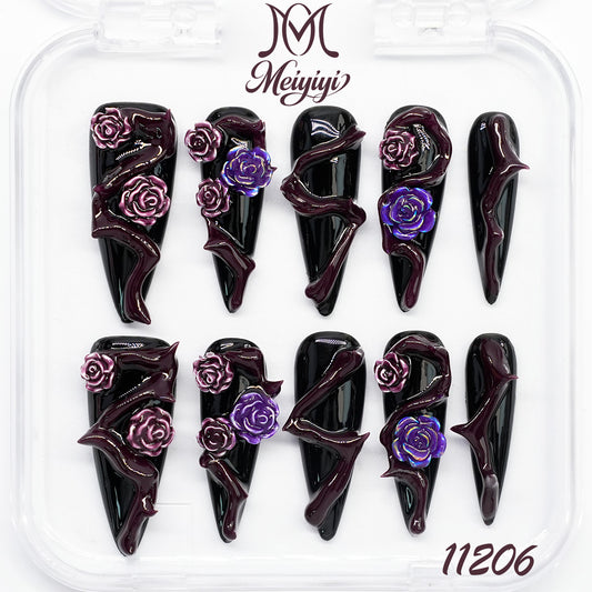 11206-MYY's designer original high-end design customized luxury hand-painted wearable nail art