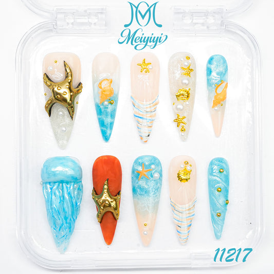 11217-MYY's designer original high-end design customized luxury hand-painted wearable nail art
