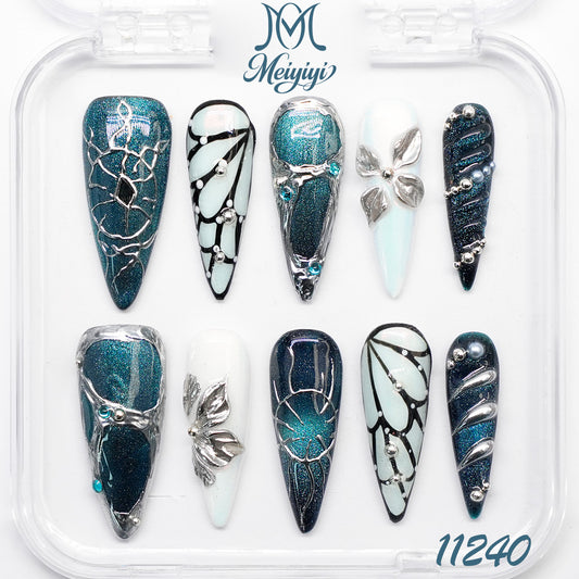 11240-MYY's designer original high-end design customized luxury hand-painted wearable nail art
