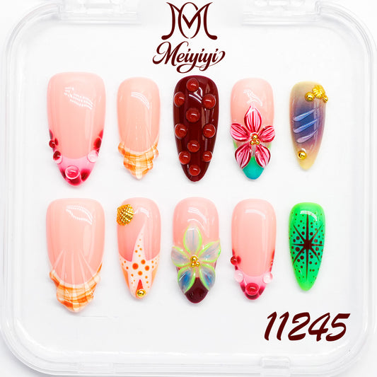 11245-MYY's designer original high-end design customized luxury hand-painted wearable nail art