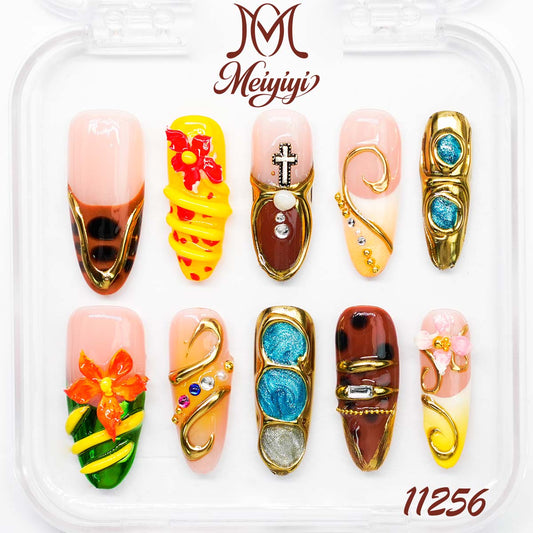 11256-MYY's designer original high-end design customized luxury hand-painted wearable nail art