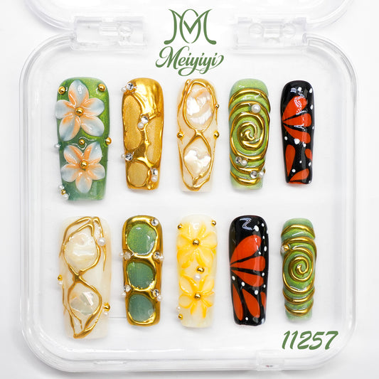 11257-MYY's designer original high-end design customized luxury hand-painted wearable nail art