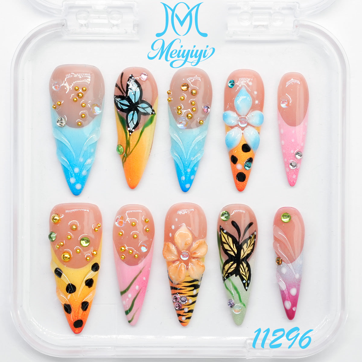 11296-MYY's designer original high-end design customized luxury hand-painted wearable nail art
