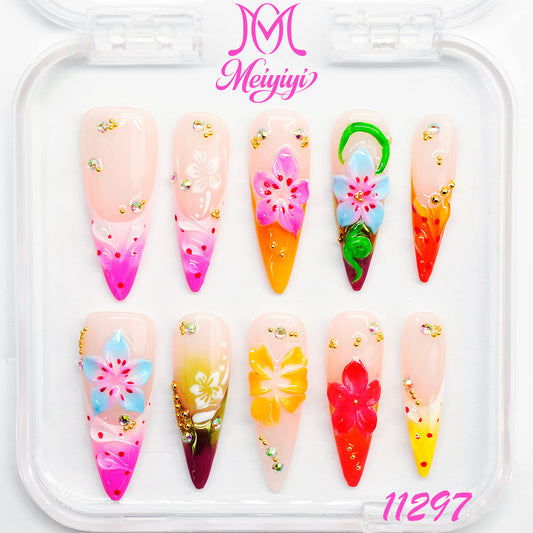 11297-MYY's designer original high-end design customized luxury hand-painted wearable nail art