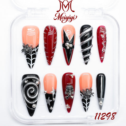 11298-MYY's designer original high-end design customized luxury hand-painted wearable nail art