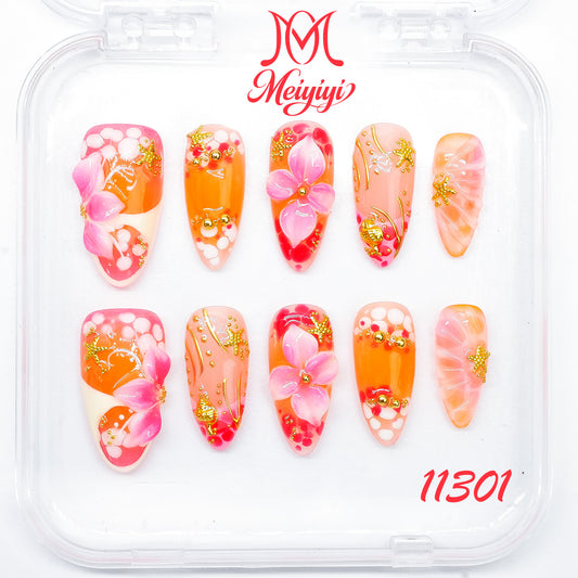 11301-MYY's designer original high-end design customized luxury hand-painted wearable nail art
