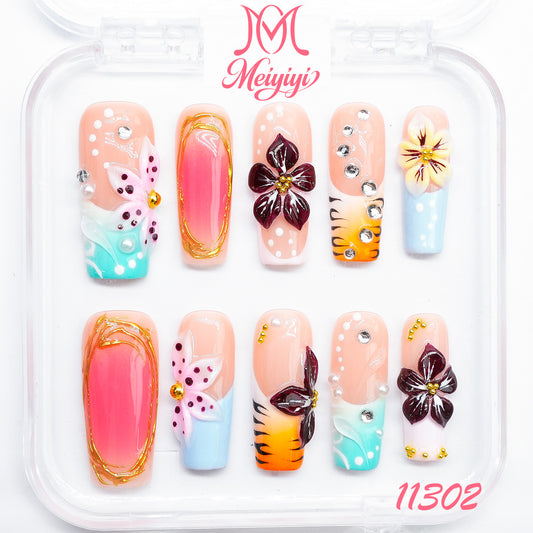 11302-MYY's designer original high-end design customized luxury hand-painted wearable nail art