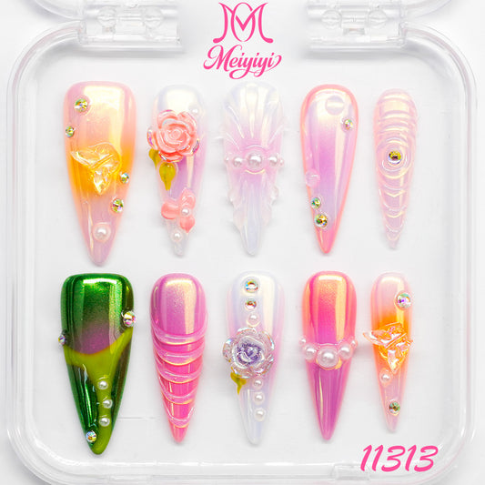 11313-MYY's designer original high-end design customized luxury hand-painted wearable nail art
