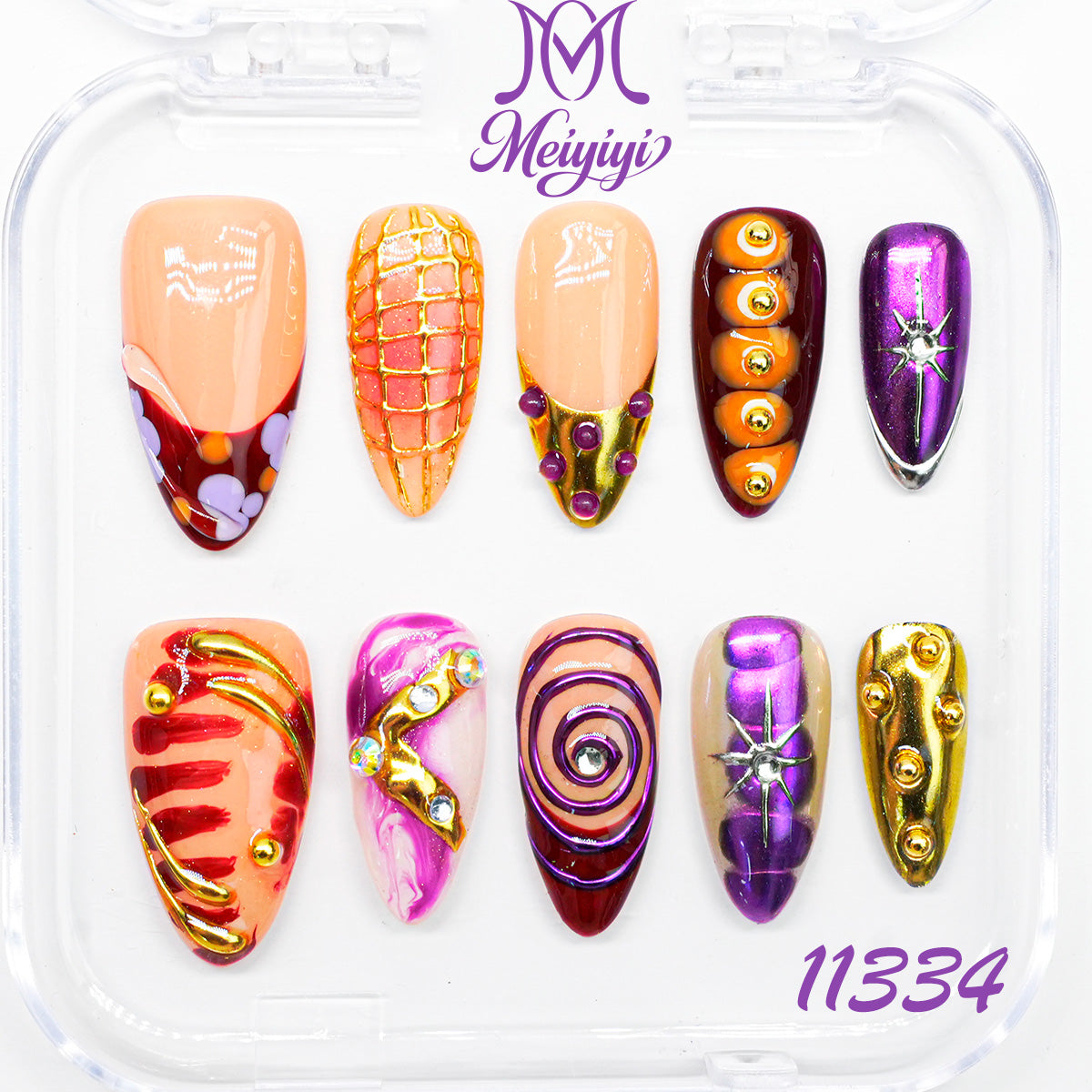 11334-MYY's designer original high-end design customized luxury hand-painted wearable nail art