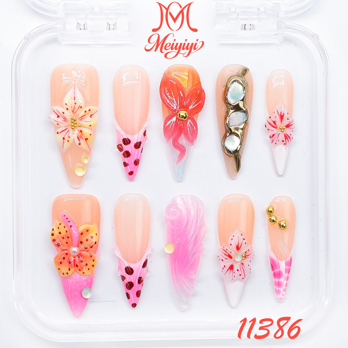 11386-MYY's designer original high-end design customized luxury hand-painted wearable nail art