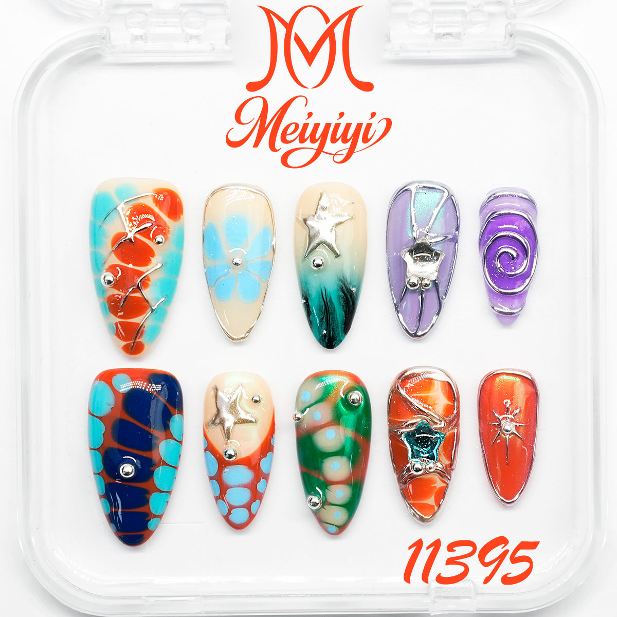 11395-MYY's designer original high-end design customized luxury hand-painted wearable nail art