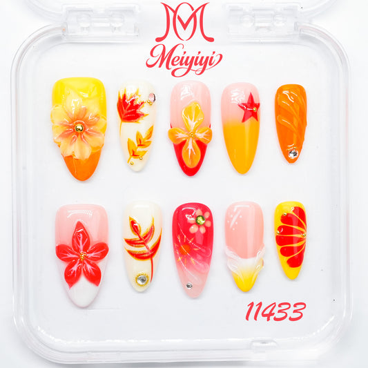 11433-MYY's designer original high-end design customized luxury hand-painted wearable nail art