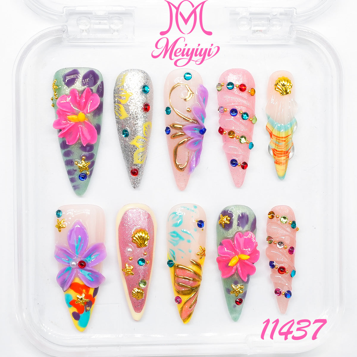 11437-MYY's designer original high-end design customized luxury hand-painted wearable nail art