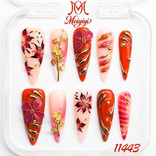 11443-MYY's designer original high-end design customized luxury hand-painted wearable nail art