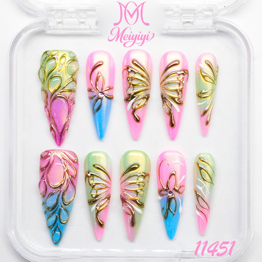 11451-MYY's designer original high-end design customized luxury hand-painted wearable nail art