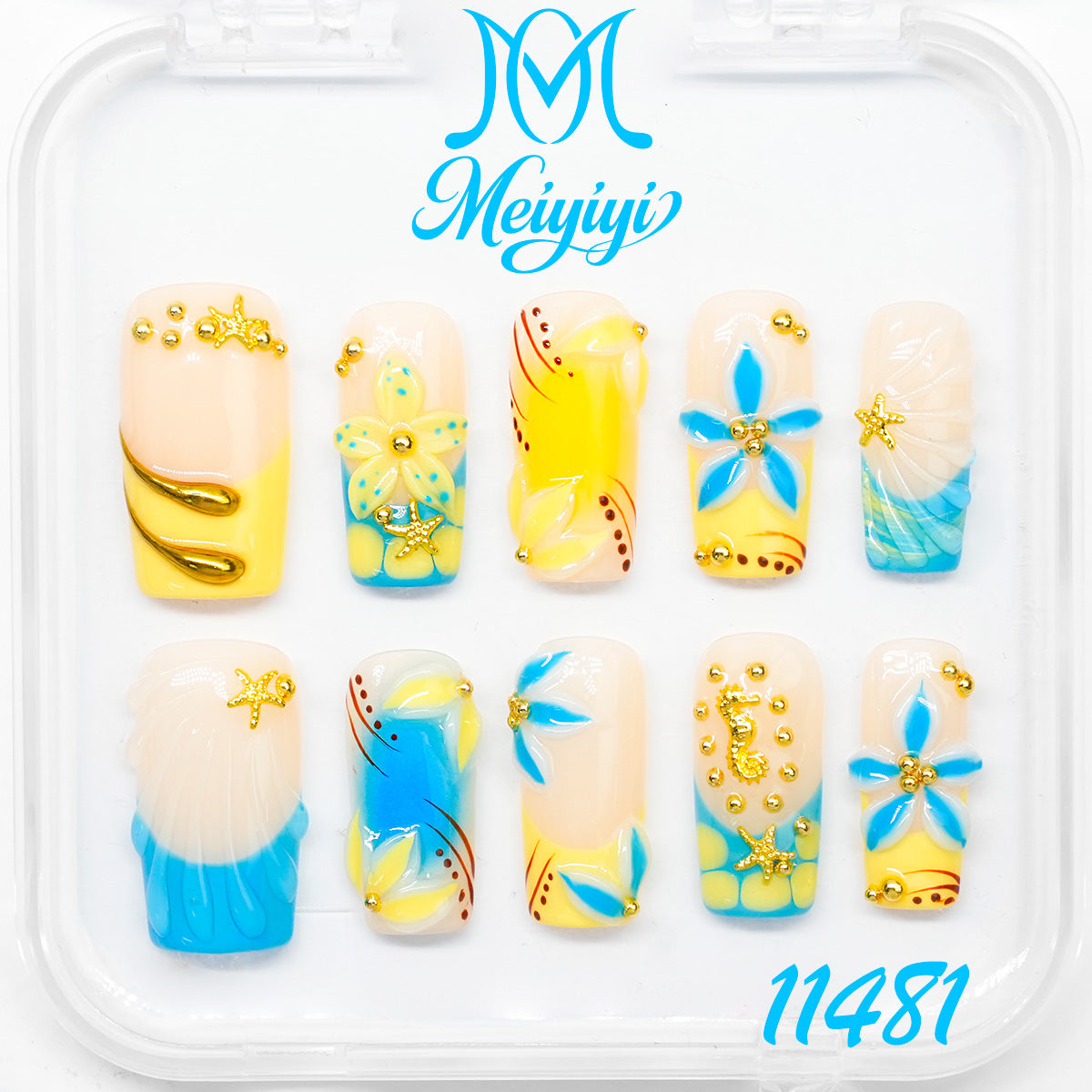 11481-MYY's designer original high-end design customized luxury hand-painted wearable nail art
