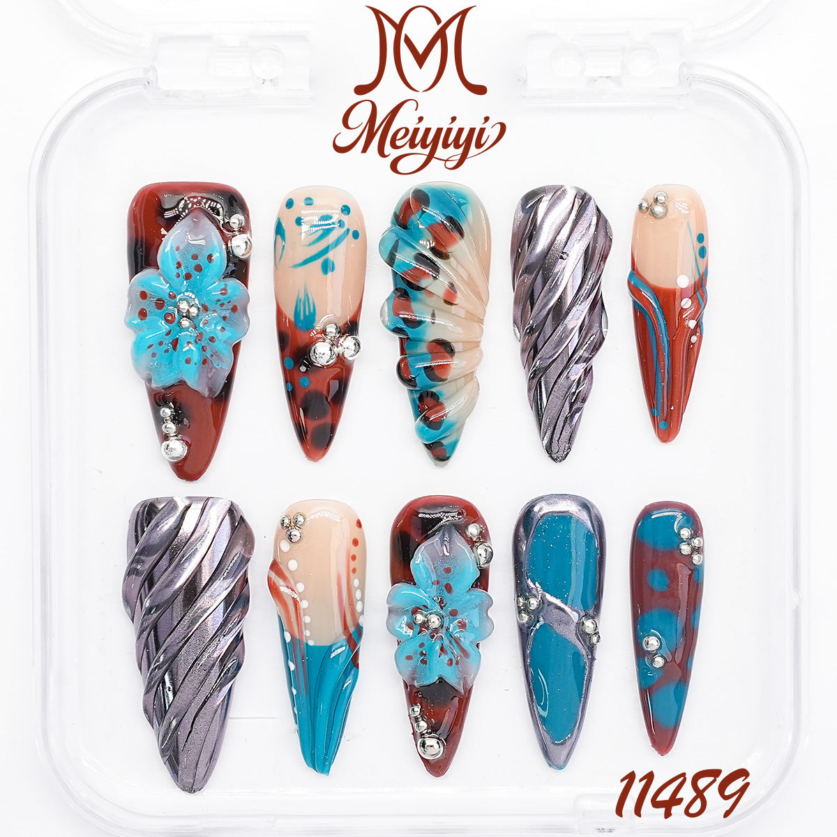 11489-MYY's designer original high-end design customized luxury hand-painted wearable nail art