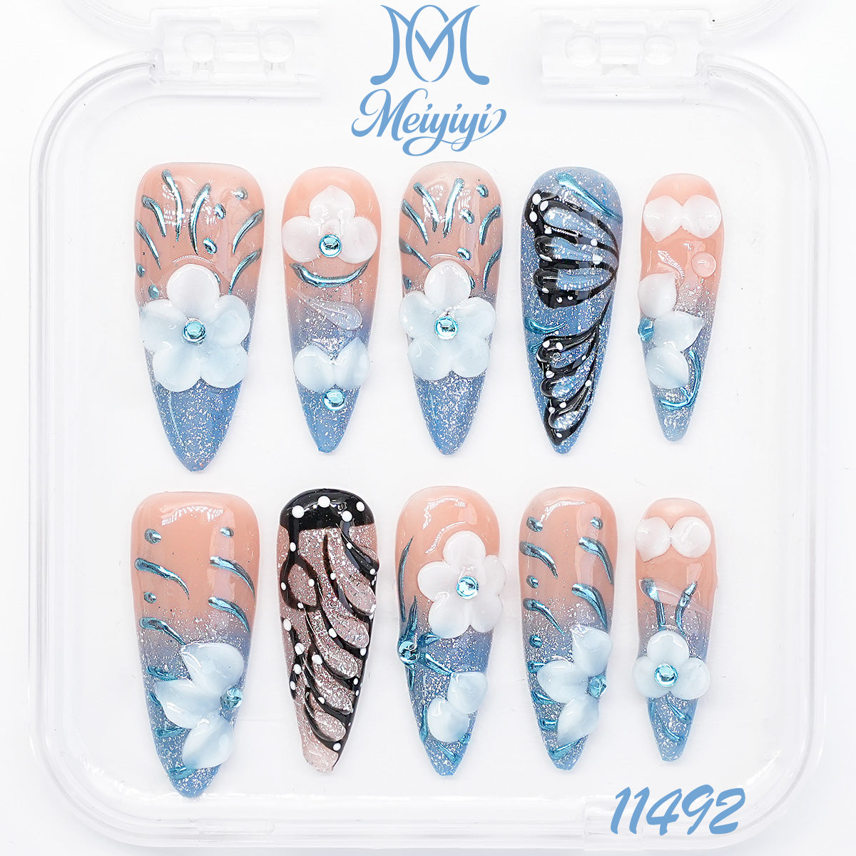 11492-MYY's designer original high-end design customized luxury hand-painted wearable nail art