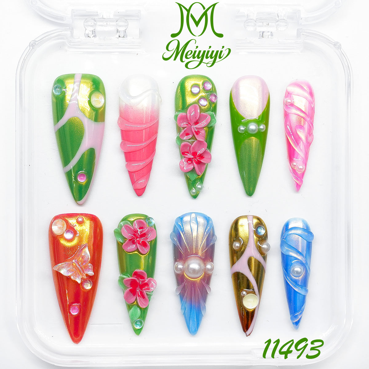11493-MYY's designer original high-end design customized luxury hand-painted wearable nail art