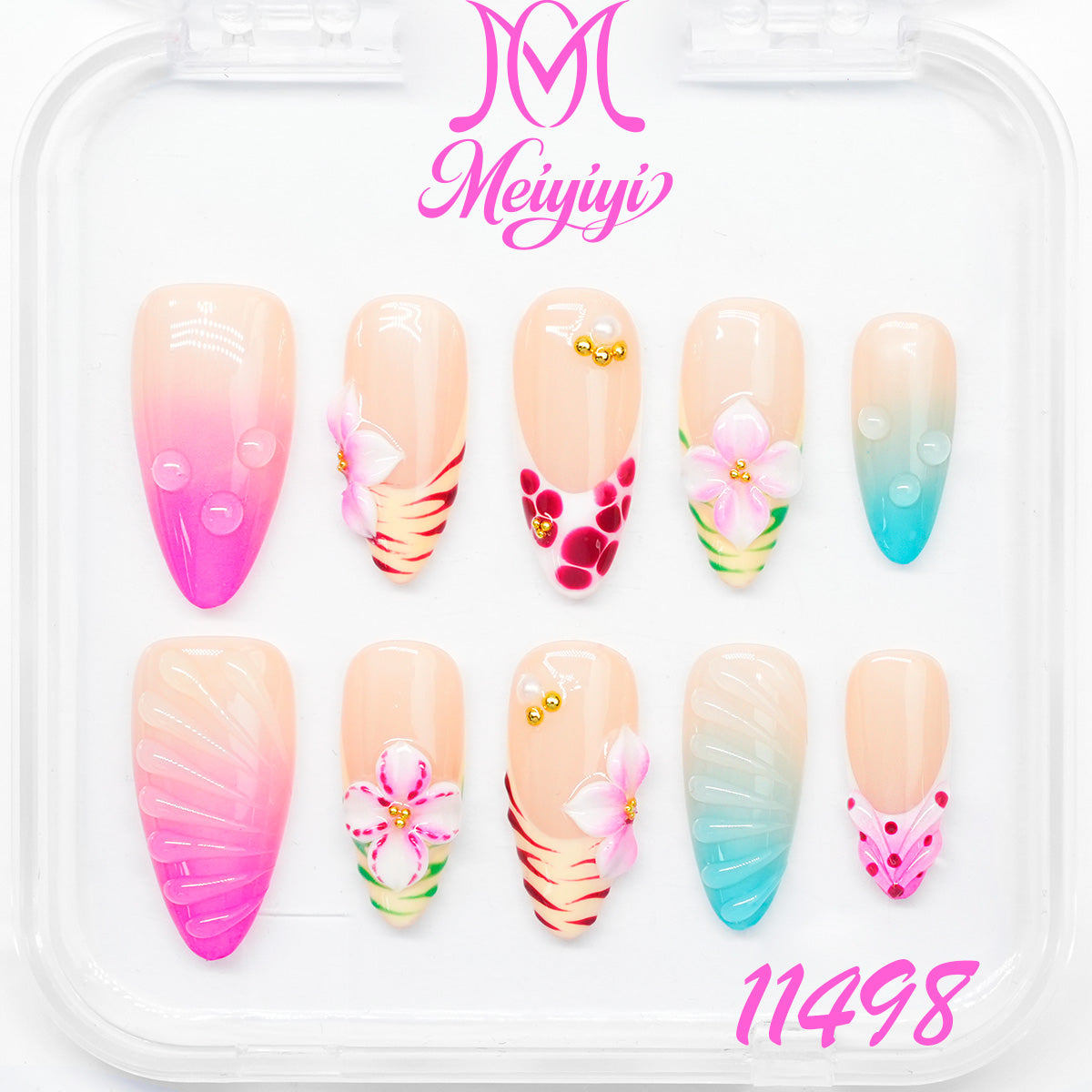 11498-MYY's designer original high-end design customized luxury hand-painted wearable nail art