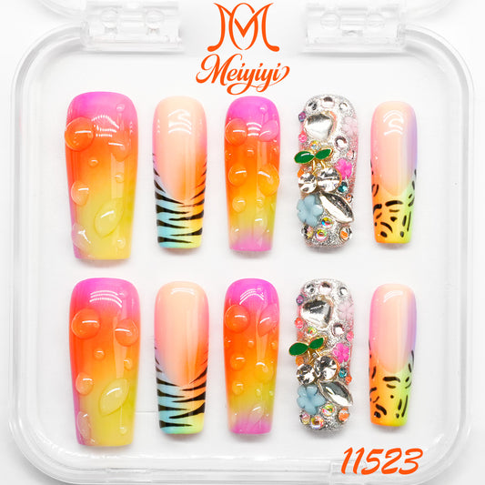 11523-MYY's designer original high-end design customized luxury hand-painted wearable nail art