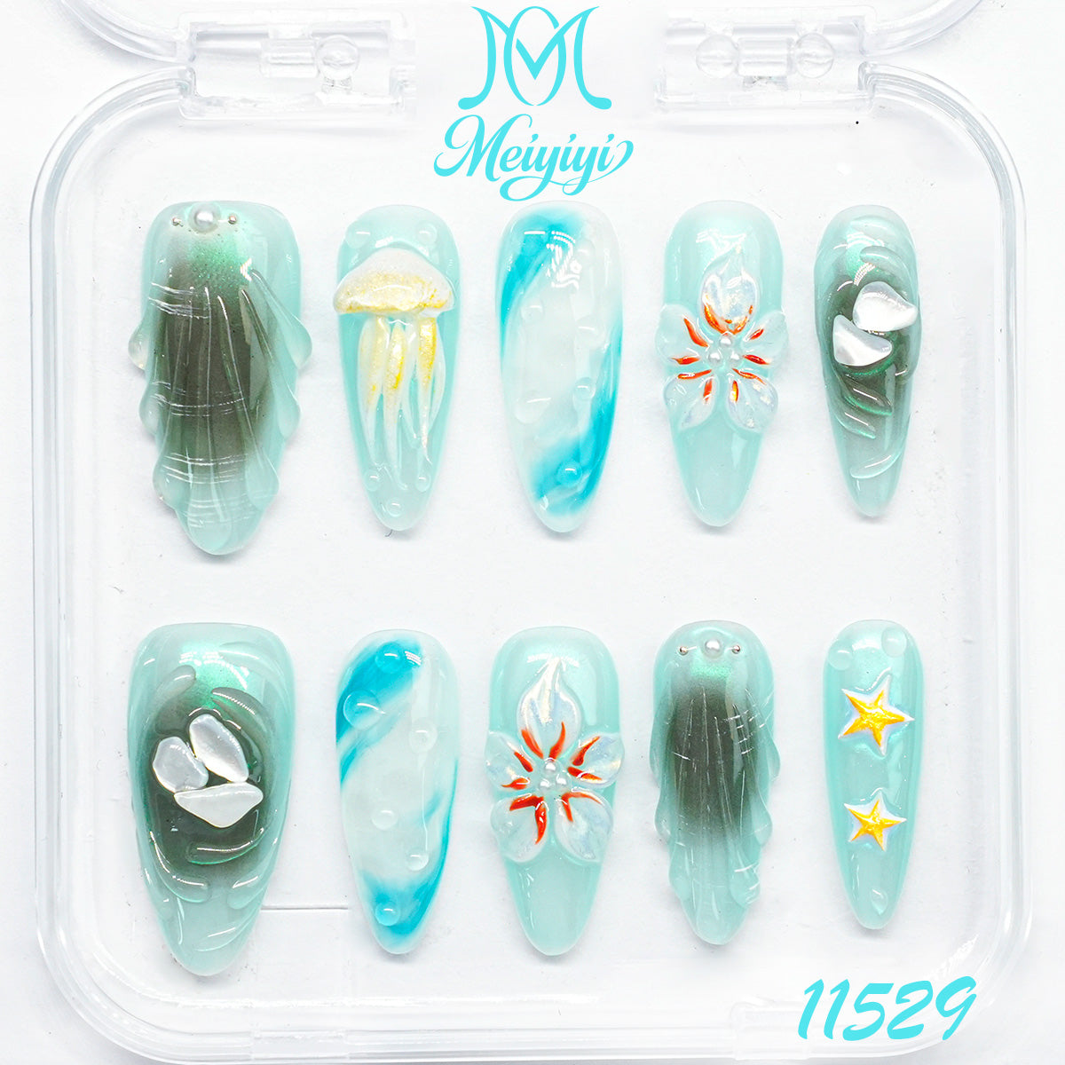11529-MYY's designer original high-end design customized luxury hand-painted wearable nail art