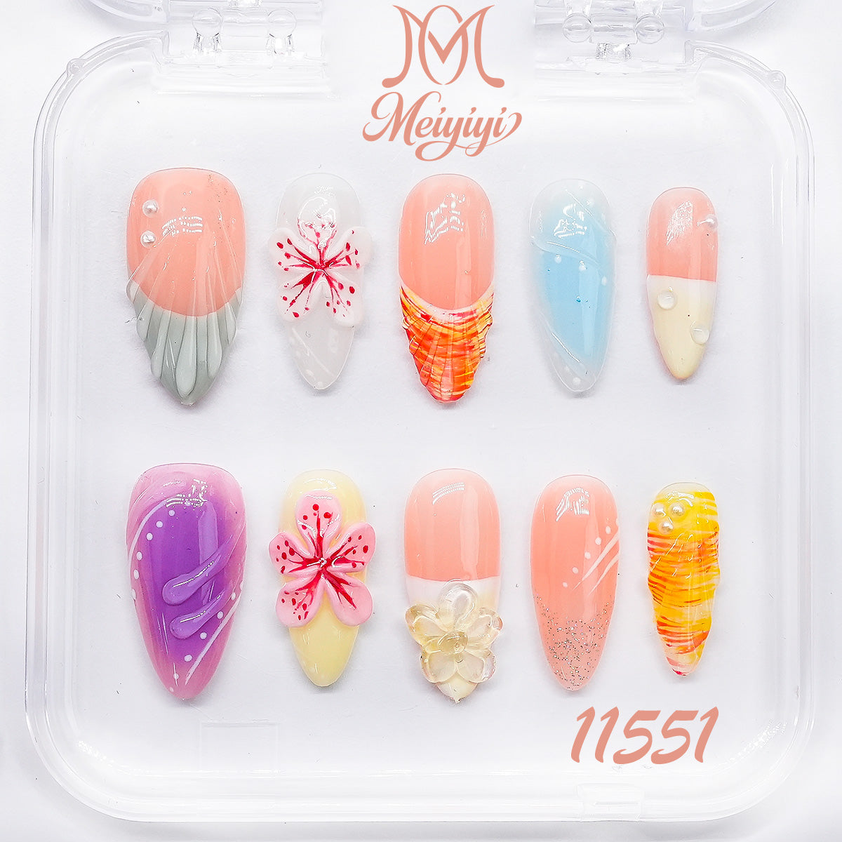 11551-MYY's designer original high-end design customized luxury hand-painted wearable nail art